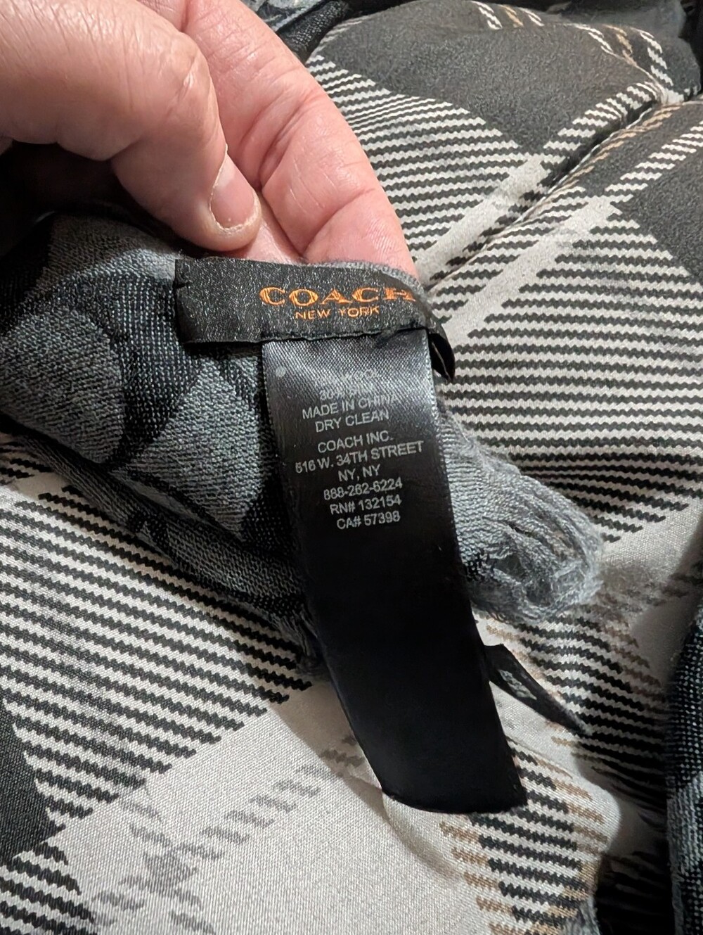 Coach Black Gray Signature Large Scarf - Picture 3 of 4